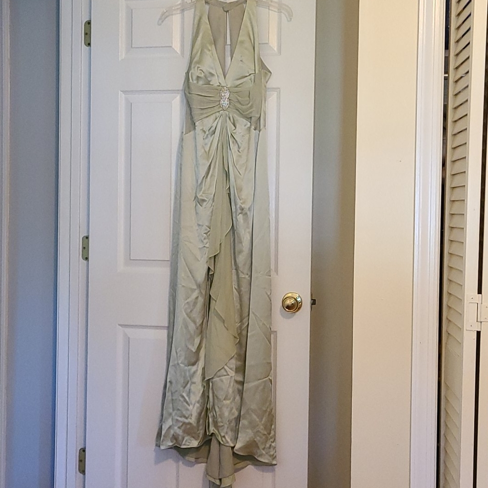 Kay Unger light green evening gown
